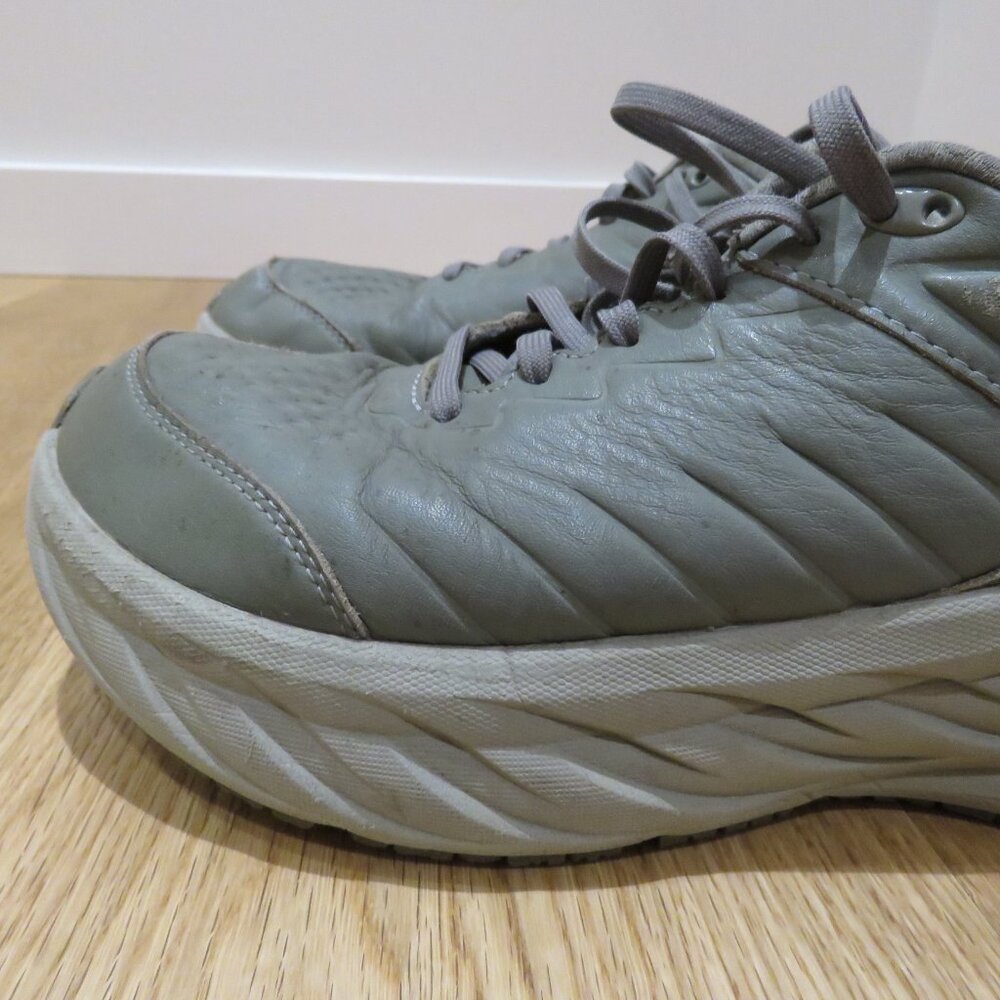 HOKA Bondi SR Road Running Sneakers Shoes in Olive Haze Leather Active Trail 9 - Picture 4 of 14